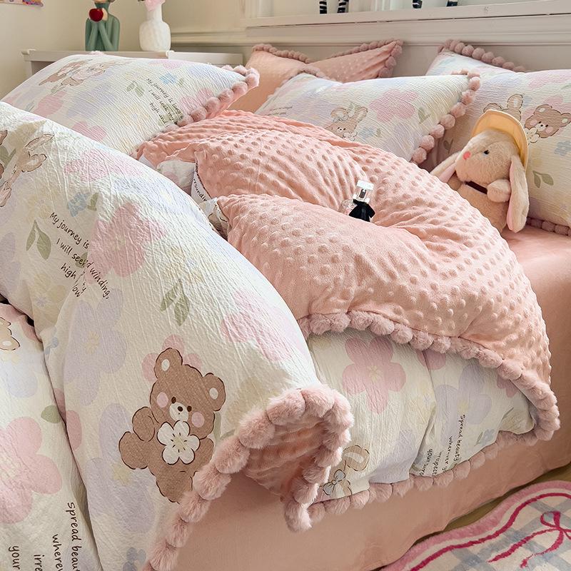 Thickened Bean Velvet Duvet Cover, Double-Sided Milk Velvet, for Autumn/Winter Warmth, Ideal for Student Dormitories