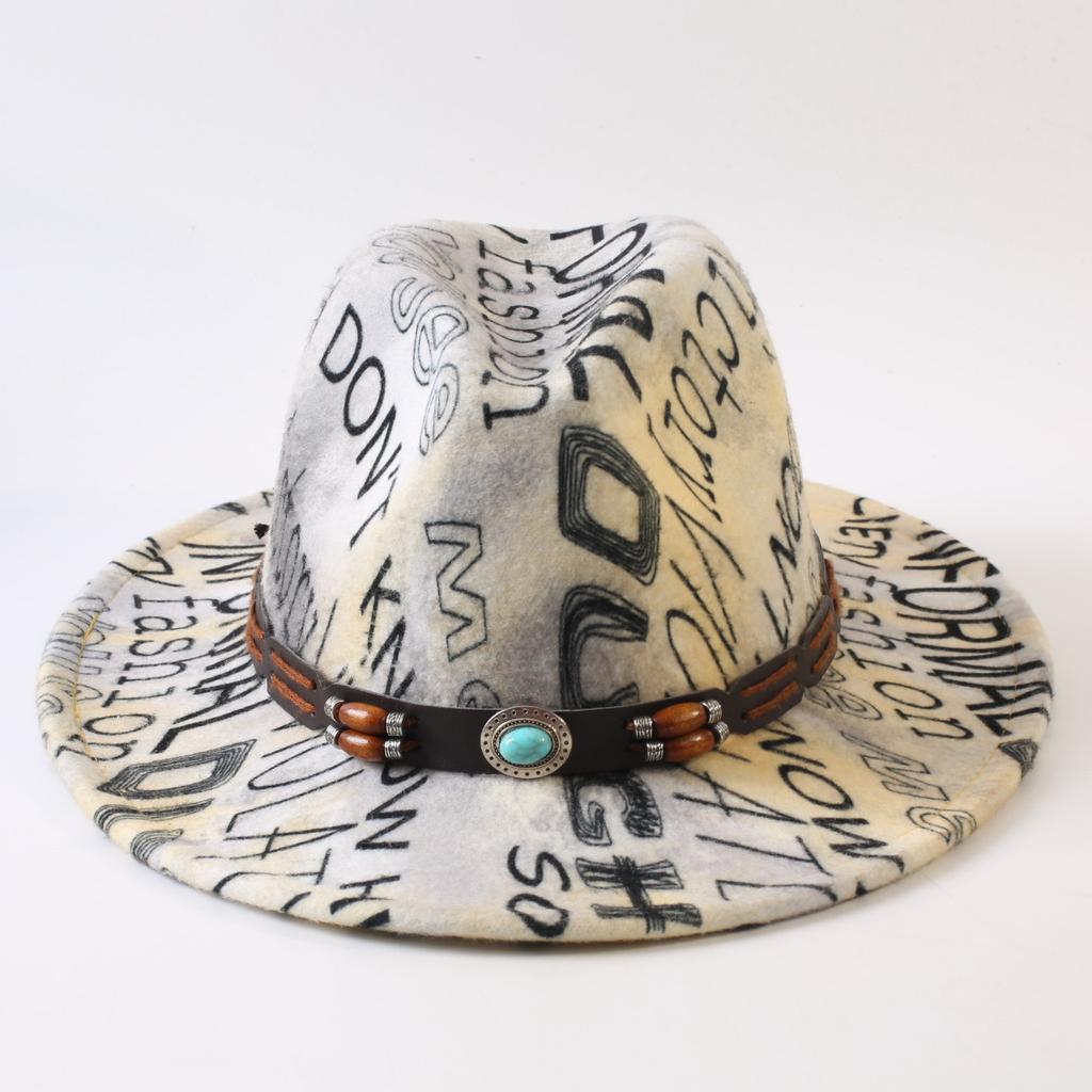 New European and American style letter printing fashion top hat men's and women's fashion jazz hat sunscreen sun hat