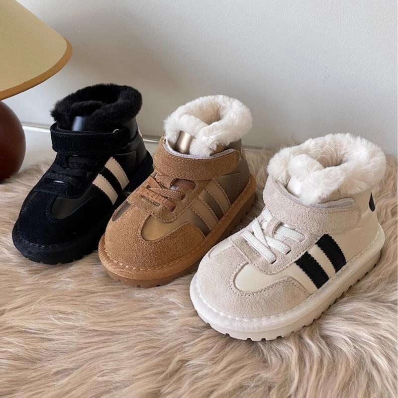 Koreanische version casual kinder schnee stiefel pelz integrierte verdickt samt baby baumwolle schuhe mädchen brot schuhe