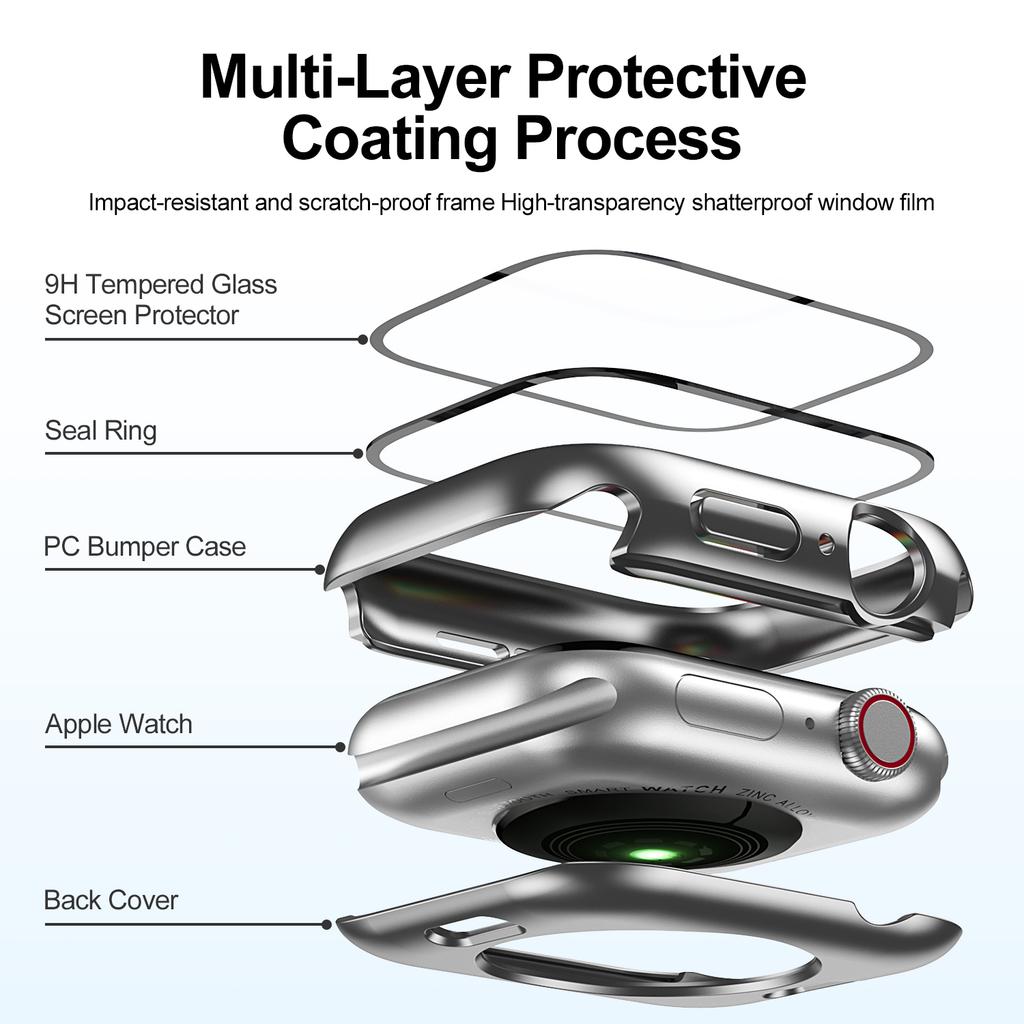 Screen Protector Cover For Apple Watch 46mm 42mm 45mm 40mm 41mm 44mm Ultra 49mm Hard Front Rear Bumper Case iWatch Series 11 10 9 8 7 SE 6 Accessories