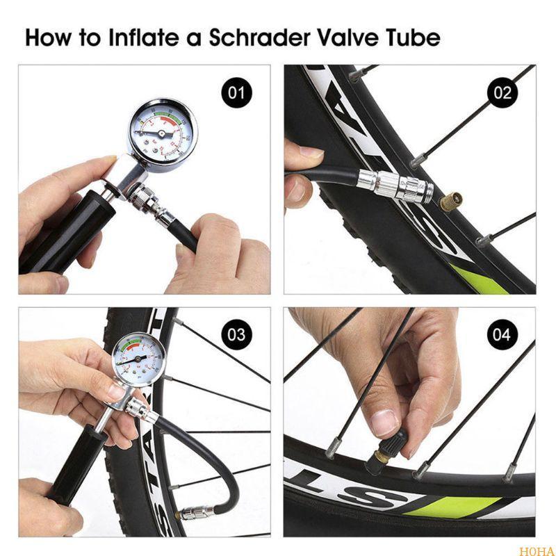 N0HA Bike Pump Mini Portable Foot Pump with Pressure Gauge Pump