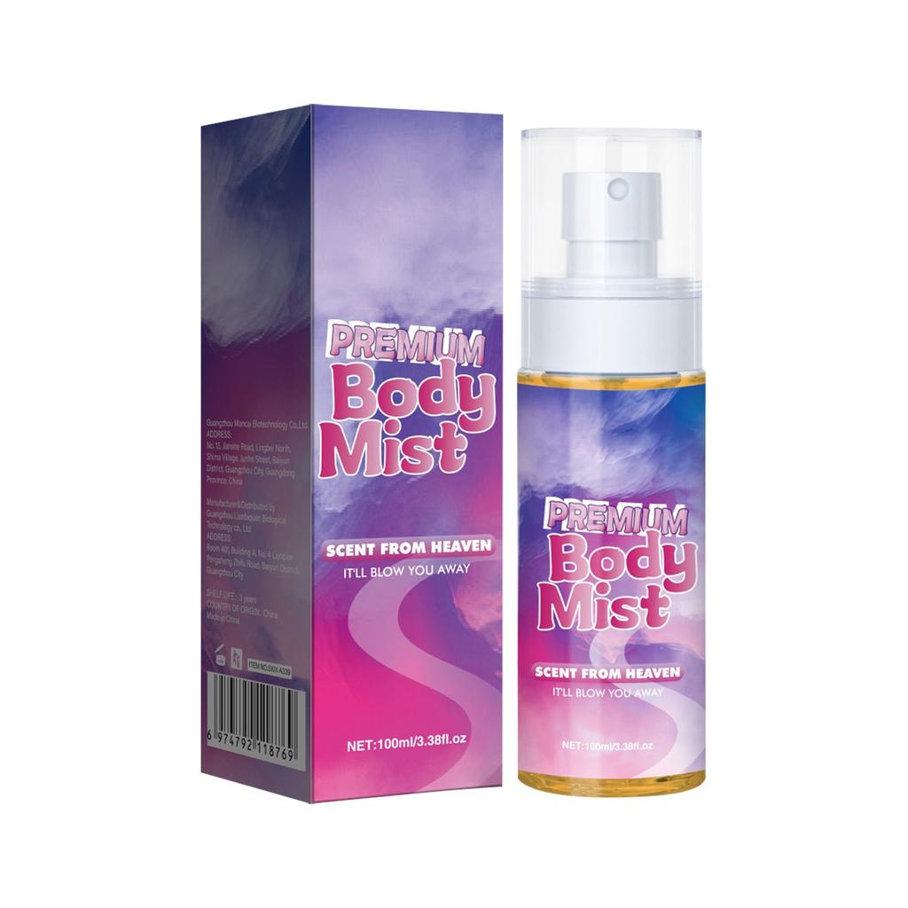 Tělový sprej, rozjasňující, hydratační, toaletní voda ve spreji dodává přitažlivost, 100 ml