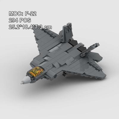 MOC Building Blocks 294 Pieces F-22 Raptor Fighter Jet Lockheed Martin Aircraft Children's Assembly Model Toy Gift