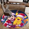 1pc Christmas Pikachu & Trainer Round Carpet - Anime Design, Holiday Gift, Office Chair Mat