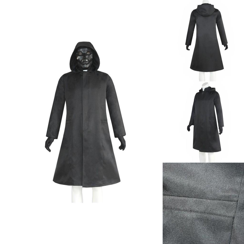 Kostým Squid Game Boss Front Man Oblek Černá Bunda Kabát Outfit Na Halloween