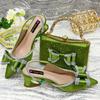 Ensemble Sandales à Talons Hauts Strassées pour Femmes & Sac - Bout Pointu, Strass Carrés Style Soirée