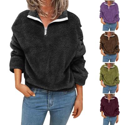 Women's Fashion Casual Long Sleeve Plus Fleece Hoodie Double-Sided Fleece Top