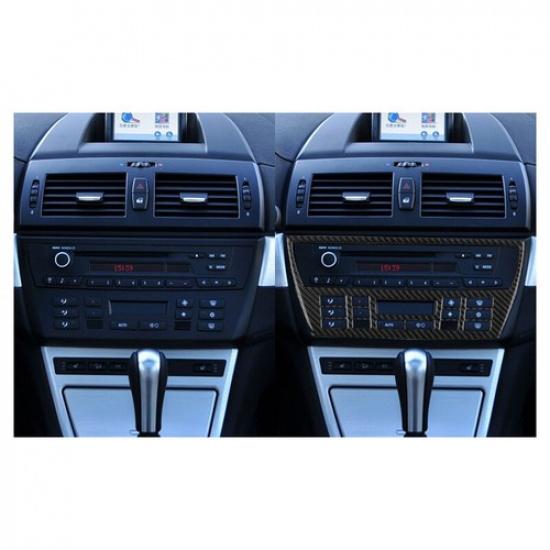 For BMW X3 E83 2004-10 Carbon Fiber Interior Console CD Panel Trim Cover Sticker
