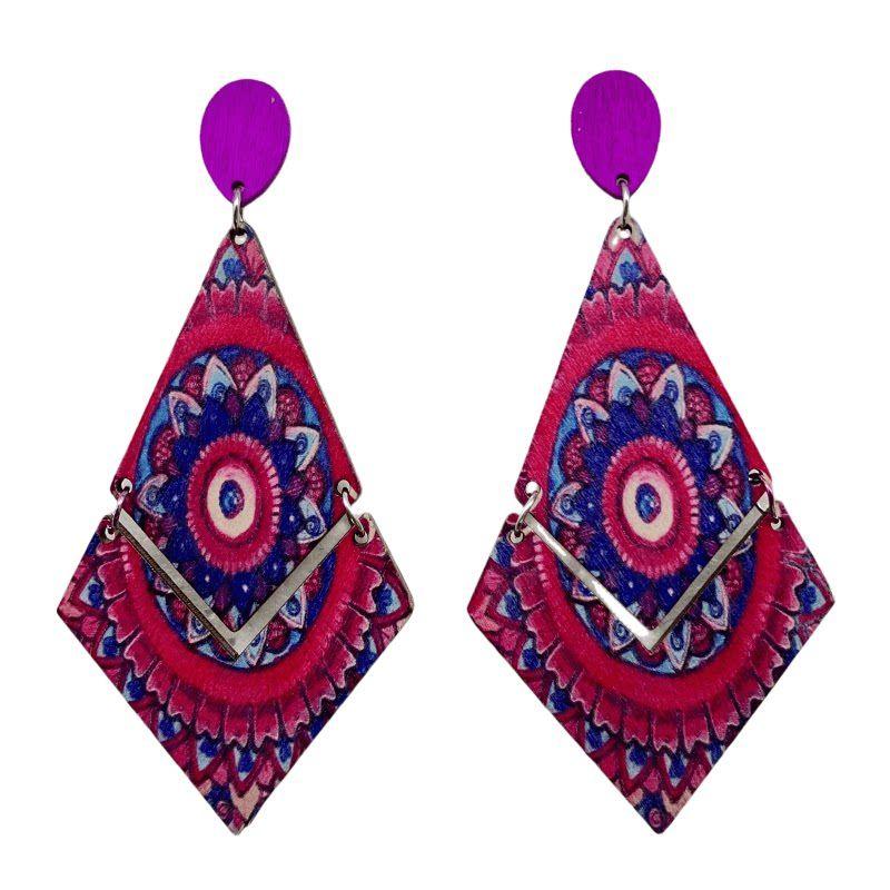 Bohemian Style Exaggerated European and American Long Contrasting Color Earrings, Fashionable and Versatile Holiday Vintage Accessories