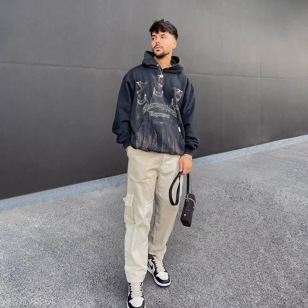 Cross-border Trendy Brand REPRESENT Doberman Hound Washing Water Old High Street Retro Hooded Sweater Men's and Women's Hoodie Jacket