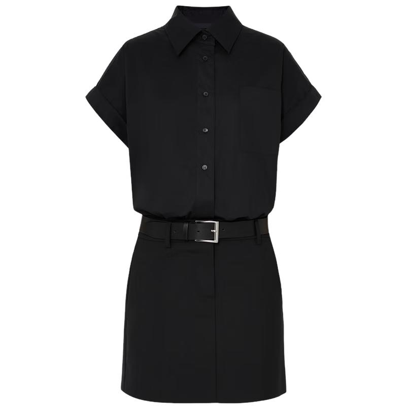 

MO&Co. Deconstructed Faux Two-Piece High-Waist Shirt Dress with Belt M 165