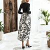Moda Donna Primavera Autunno Motivo Floreale Stampa Manica Lunga Girocollo Vita Alta Abiti Casual