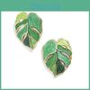 Fashionable Green Leaf Drop Earrings Stylish Summer Alloy Jewelry For Women