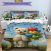 3pcs Anime Teddy Bear Balloons Butterflies Bedding Set - Includes One Quilt Cover and Two Pillowcases (No Core) - Polyester Fabric, Perfect