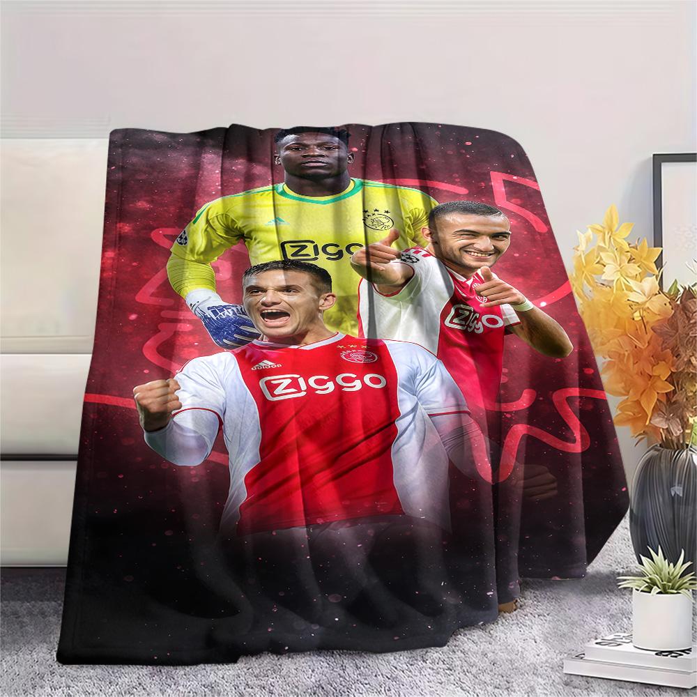 AFC Ajax Logo Print Flanelldecke, Hohe Qualität, Bequem für alle Jahreszeiten, Heimdekoration, Wärme und Komfort