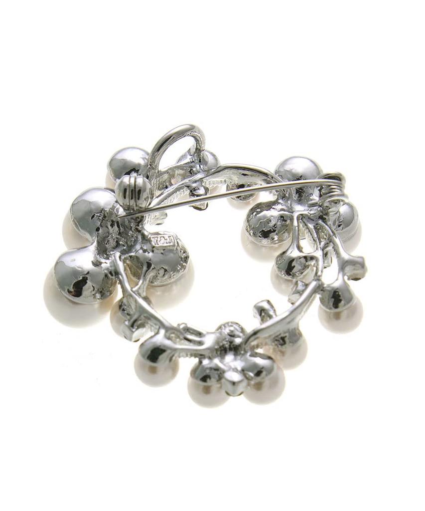 Okrągła broszka z perłami [VINGTAINE] S, Elegancka, Imprezowa, Stylowa, Prezent, BR-128-S-