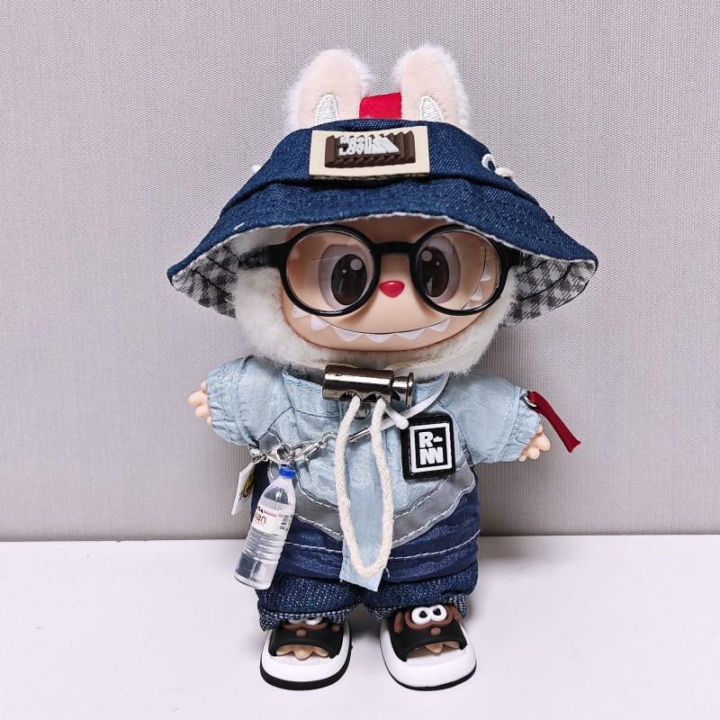 17cm Labubu Doll Outfit Set Sportswear Tracksuit With Hat Water Bottle Accessory Glasses 5 Or 6 Pieces