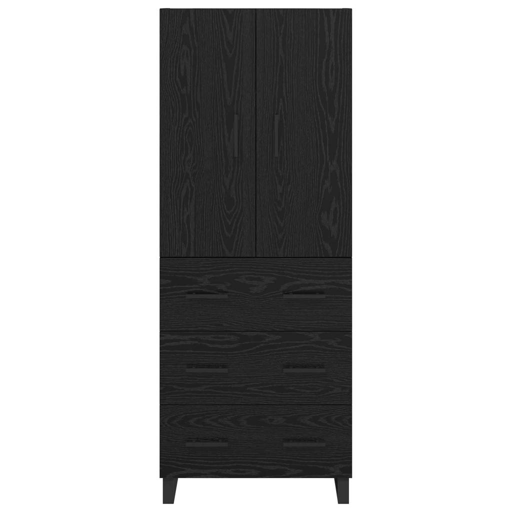 Highboard Set of 2 Black Oak Effect 69.5 x 34 x 180 cm