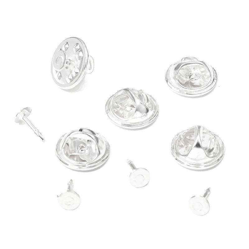 

30 компл./пакет, держатель для бейджа, застежка-бабочка, булавка на спине, брошь, крышка для ухода за клатчем, завязка для ногтей, задние пробки, родиевые ювелирные изделия, фурнитура серебряный