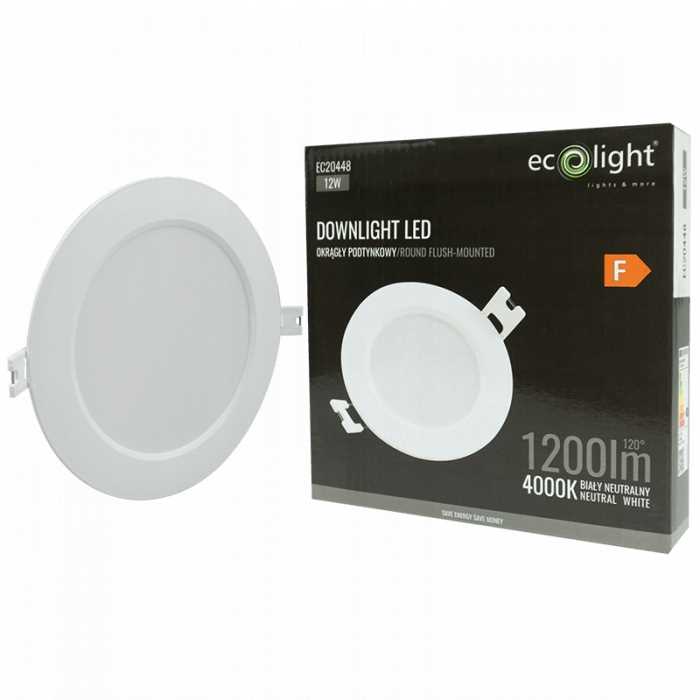 Downlight Led P/T Okrąg 12W 4000K Biały Dl-1