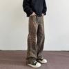 2024 Men's American Style Leopard Print Wide-Leg Casual Mopping Pants