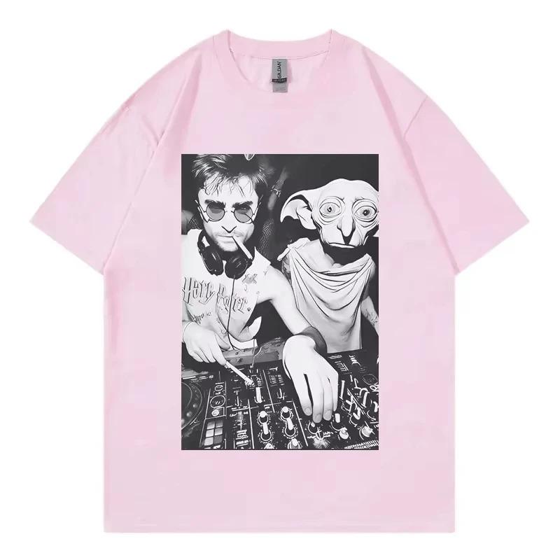 Harry Potter & Dobby DJ Meme T-Shirt, Unisex Wizarding World Funny Streetwear Tee, 100% Cotton Casual Short Sleeve Top