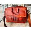 Goat Leather Messenger Shoulder Genuine Brown Laptop Bag Closer magnetic