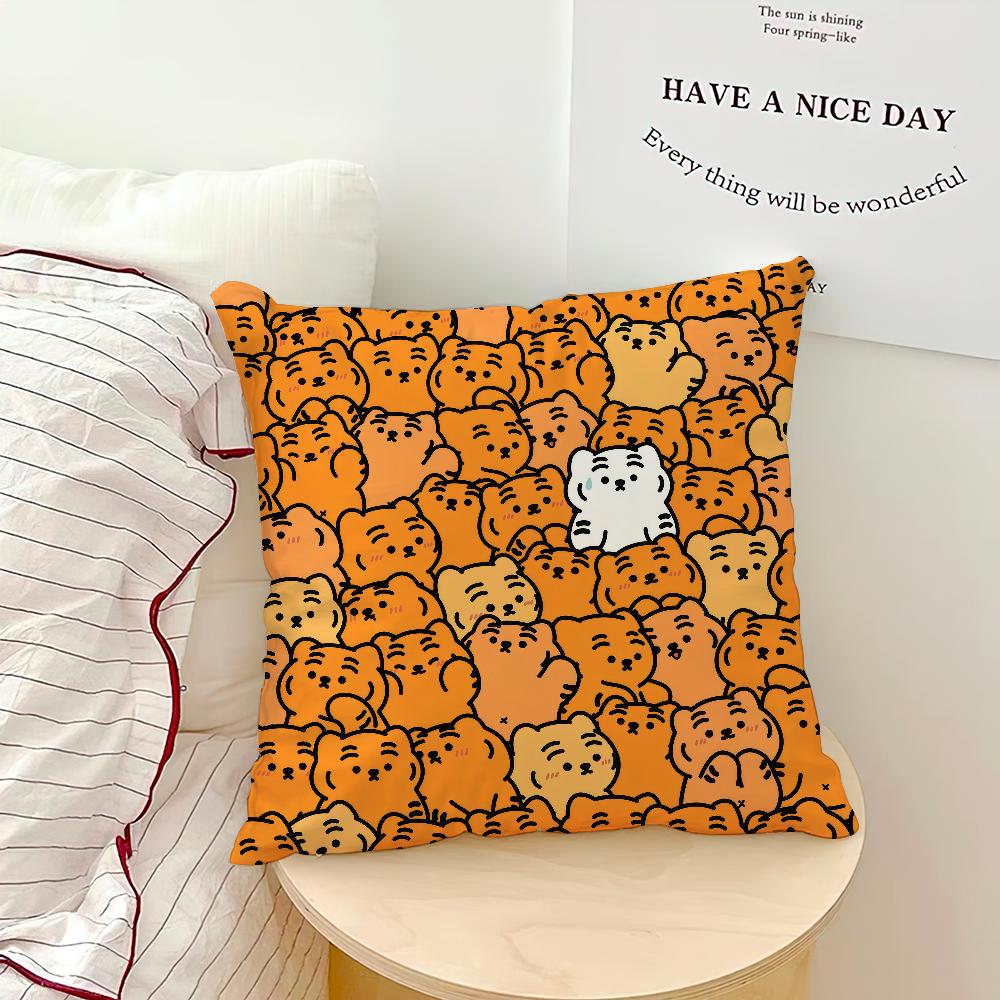 Cute Cartoon Funny Art Surfing M-muzik Tiger Cushion Cover Soft Pillow Case for Sofa Living Room Home Decor Protective Covers