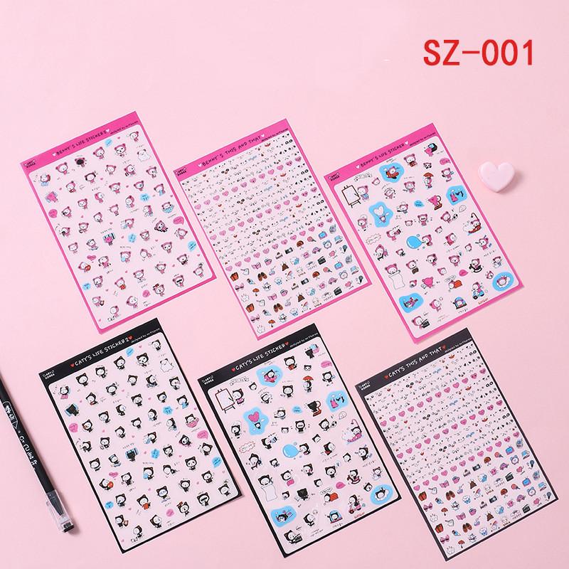 6sheets /Bag Cute Cartoon Children Stickers Transparent Pvc Stickers Waterproof Stickers Creative Bagged Animal World Stickers