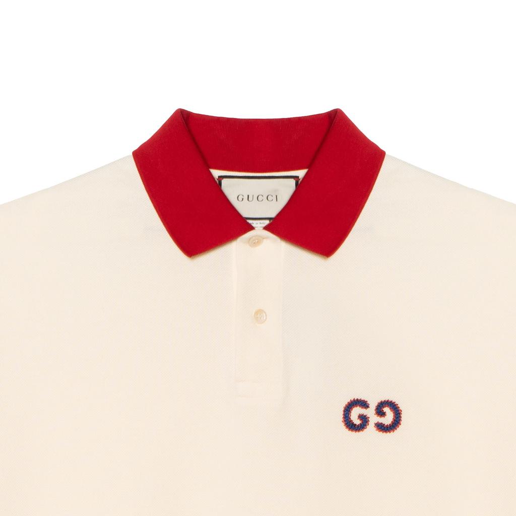 GUCCI Men Contrast Collar Logo Short Sleeve Polo Navy 574086-XJA6C-9244