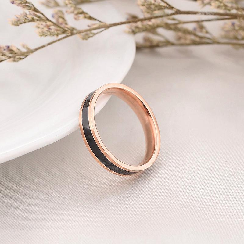 Gel-like Black & White Titanium Steel Women's Ring: Luxury Index Finger Band