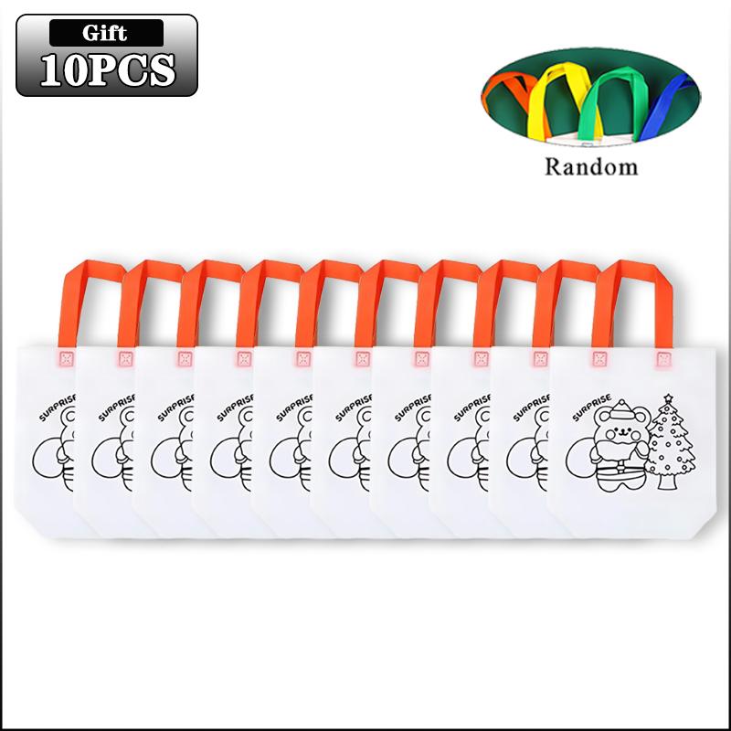 10-50PCS Christmas DIY Graffiti Bags Non Woven Handmade Painting Bags for Kids Art Crafts Gift Coloring Reusable Xmas Handbag