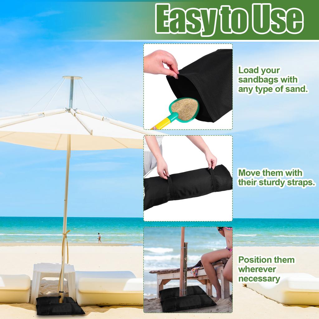 Umbrella Base Weights Sand Bags, 2 X 55Lbs Fillable Sandbags For Outdoor Umbrella Stands, Cantilever Umbrellas, Trampolines, Pat