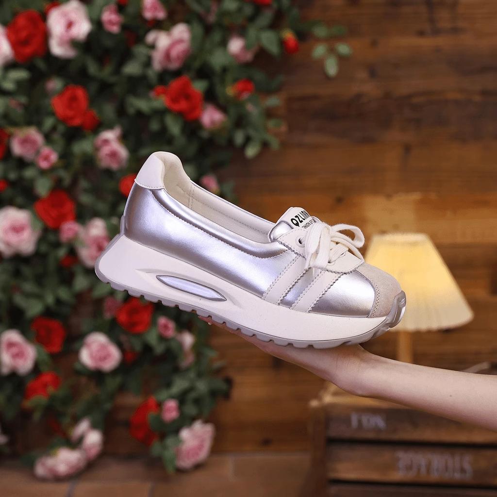 Sneakers women's shoes 2025 new summer versatile shallow mouth leisure travel muffin thick-soled dad little white single shoes