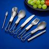 Liang Sheng Ultra-light Titanium Folding Cutlery Set: Spoon, Fork, Chopsticks for Camping, Picnic, Travel, and Hiking.