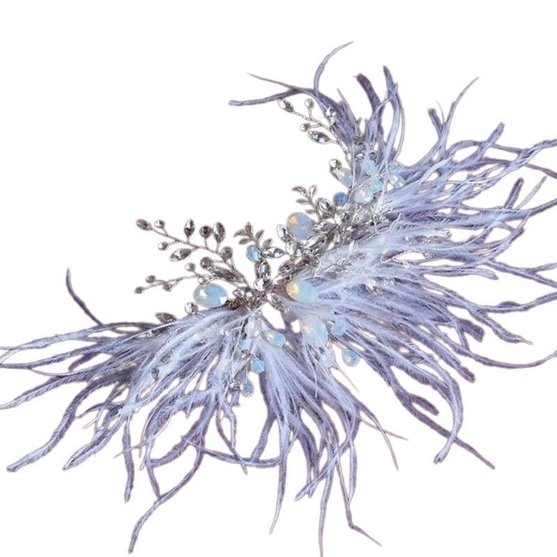 

Белые перьевые тиары Кристальная заколка для волос для невесты Стильный свадебный головной убор Аксессуары Аксессуар для волос для помолвки 1 белый