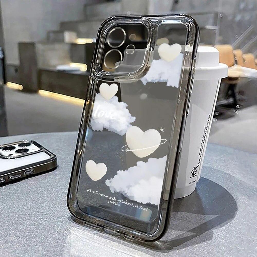 Love Heart Phone Case For iPhone 15 Case iPhone 14 12 13 11 Pro Max 7 8 14 15 Plus XR XS X SE Shockproof Silicone Cloud Cover