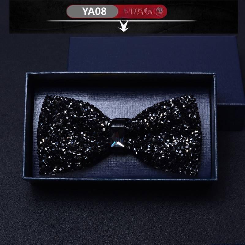

Sharp Flat Bow Tie Male Brotherhood Group 3D Crystal Fashion Wine Red Fashion Bow Tie