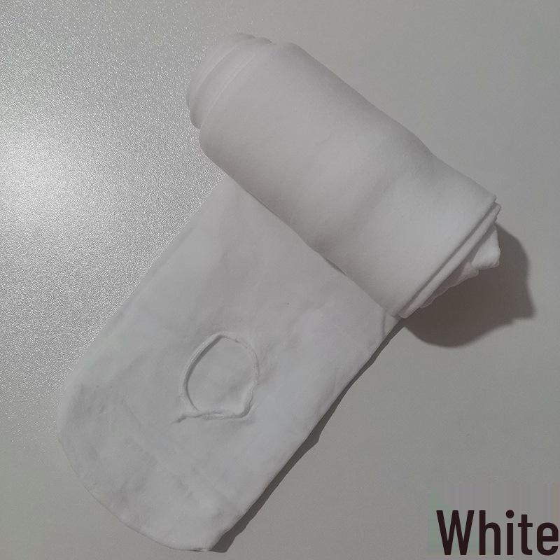 Children's Seasonal 80D White Velvet Cut-Out Dance Tights