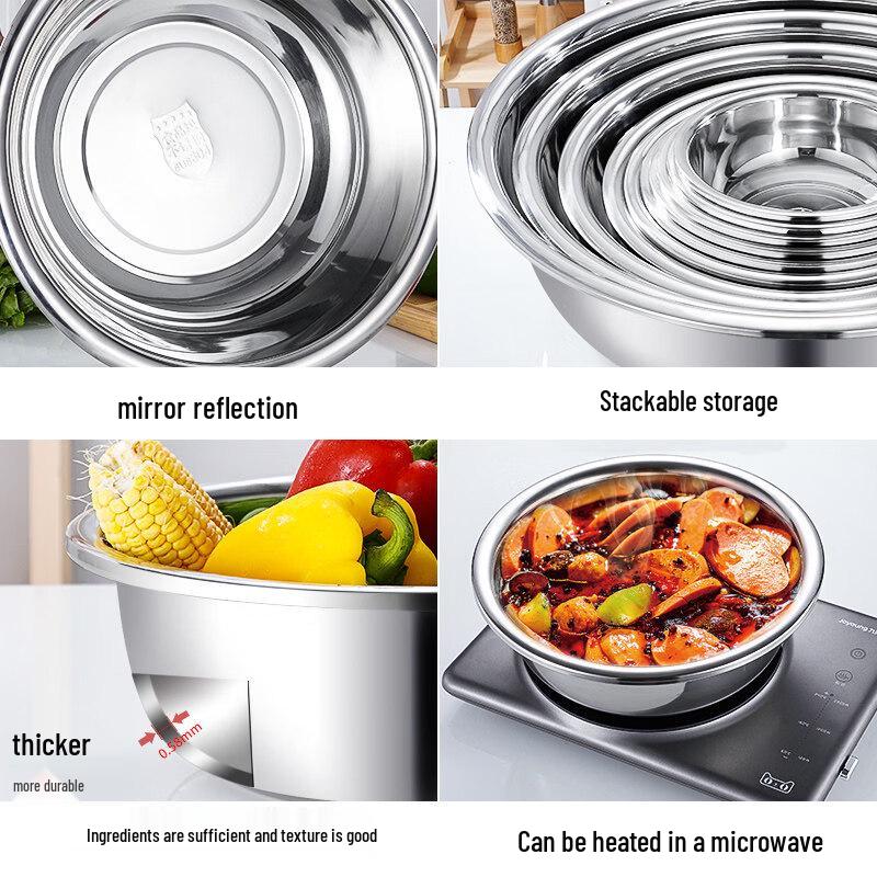 Aokewen 45cm Thickened Food-Grade Stainless Steel Multi-Purpose Basin