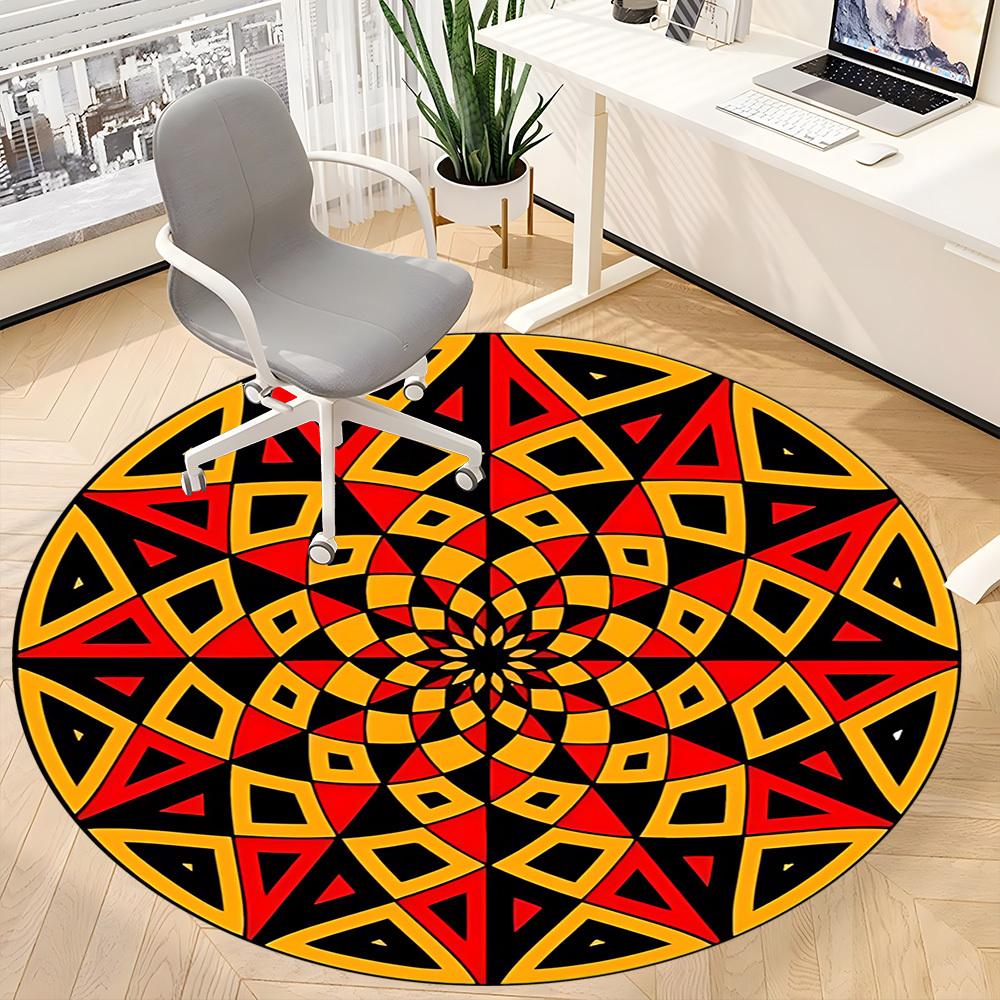 1pc mandala pattern Office Round Area Rug, Indoor Mat Suitable ForOffice, Under Office Chairs Bedroom Living Room Home Decor, Room Deco D043