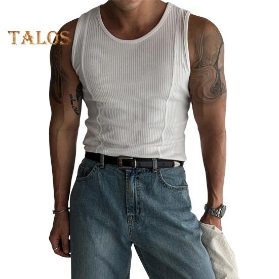 Men Summer Sport Vest O Neck Thread American Style Good Breathability Solid Color Sleeveless Sweat Absorption Pullover Gym Fitness Jogging Tank
