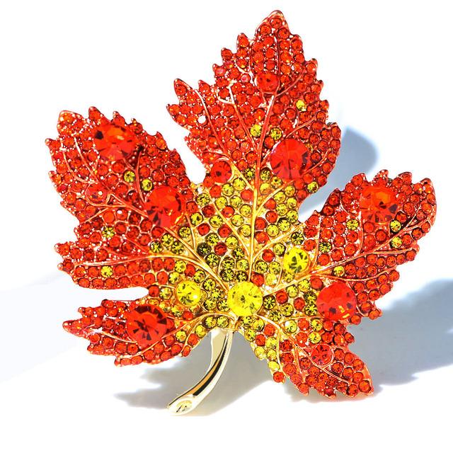 

Rhinestone Stylish Jewelry Red Color Maple Pin Brooch Winter Voguish Attractive Nuptial Bridal Pin Women Men Accessories Present GiftFashion Jewelry красный