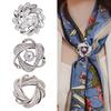 Scarf Ring Clip for Women Rhinestone Flower Belt Scarf Slide Buckle Metal Floral Shawl Brooch Ties Clips for Dress Shirts Clothing Accessories