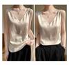 2023 Summer Women's V-Neck Silk Satin Camisole with Draped Silhouette