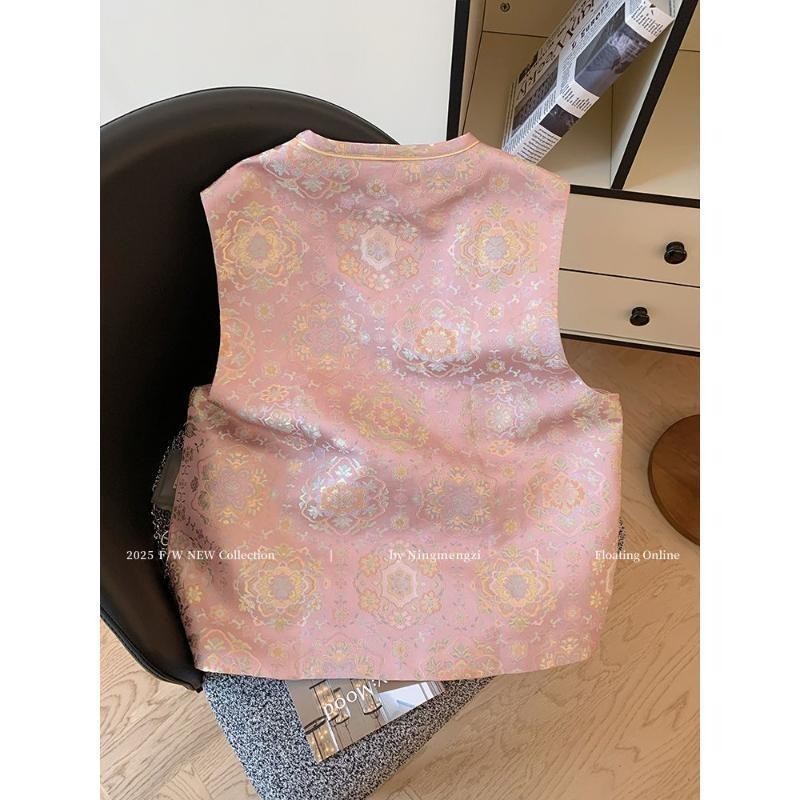 Dogwood Powder Bronzing Jacquard Vest 2025 New High-end Sweet Versatile Top