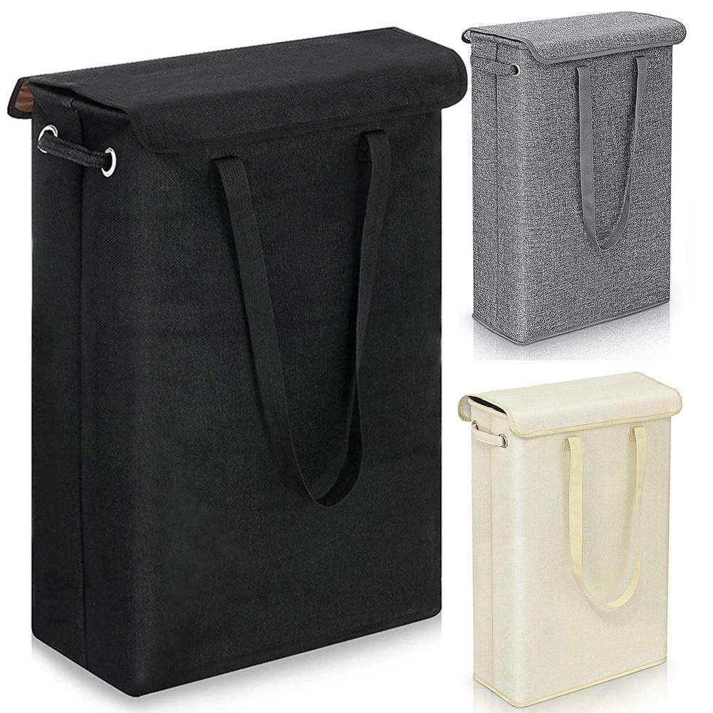Slim Laundry Basket with Handle & Lid Narrow Laundry Hamper Multi-Function Clothes Storage Basket for Toys Clothing Organization