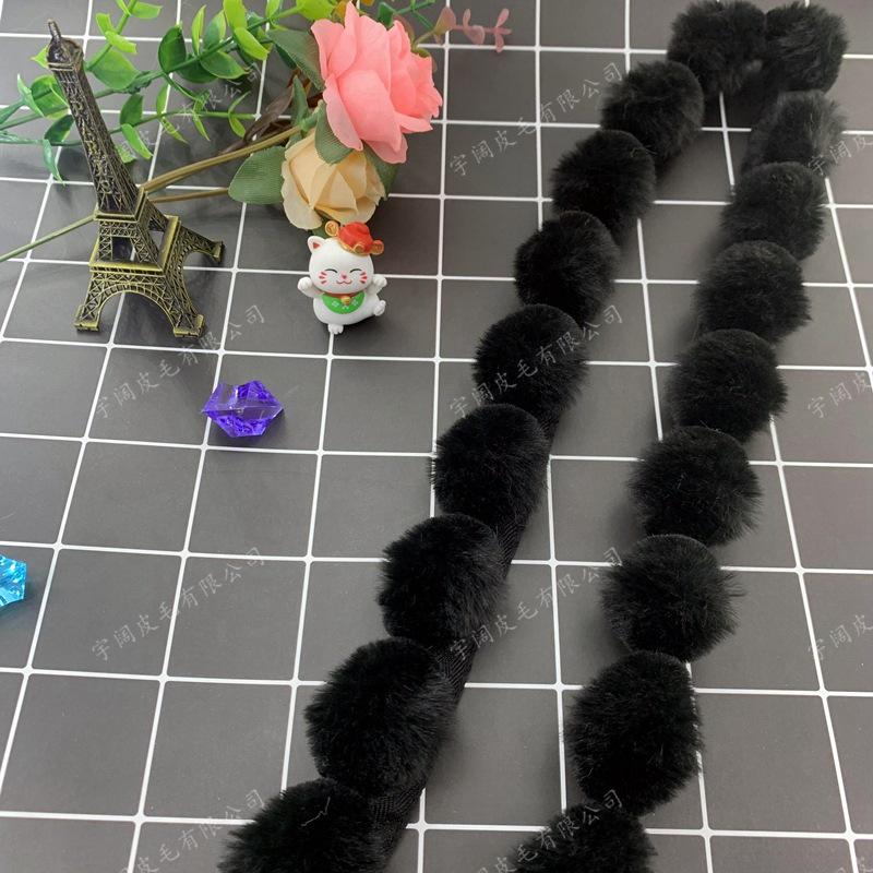 Lace Trim & Faux Mink Fur Pom-pom Border for Crafts and Clothing