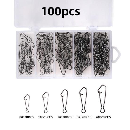 100/120Pcs Fishing Pin Connectors with Storage Box Mini Size Portable Hanging Fishing Snap Swivels Pins Fishing Accessories