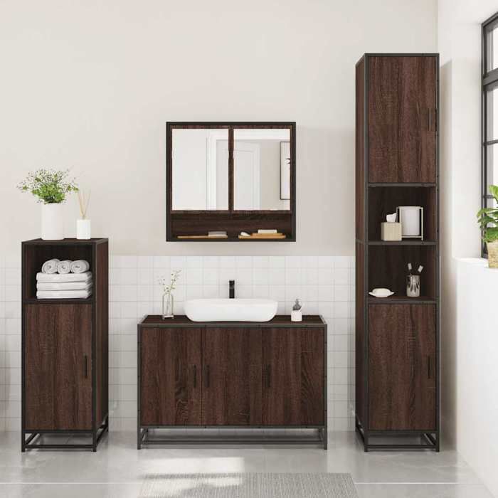 VidaXL Ensemble De Meubles De Salle De Bain 3 Pcs Chêne Marron, Armoire De Salle De Bain, Placard De Salle De Bain, Meuble 3300984